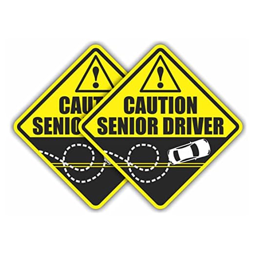 2 Funny Caution Senior Driver Car Magnet Signs