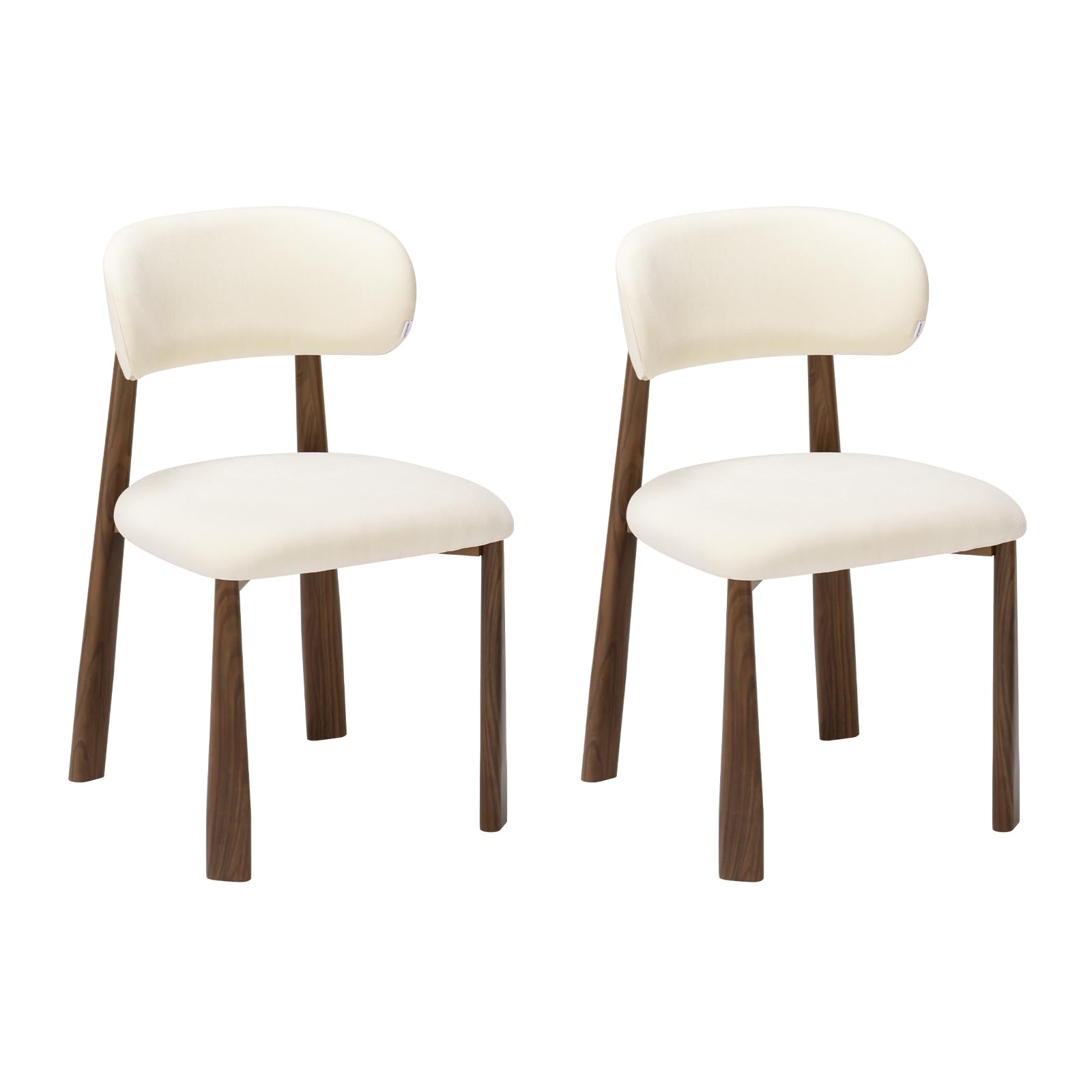 WOLTU Juego de 2 Sillas de Comedor,Chenilla,Crema | Tapizada de Estilo Moderno, Patas Metálicas Imitación Madera para Comedor y Cocina
