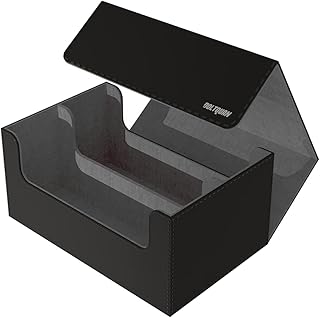 Trading Card Game Case for MTG, Yugioh, Pokemon and TCG; Football and Baseball Trading Card Storage Box with Magnetic Closure - Fits 35pt Toploaders or 650+ Double-Sleeved Cards (Black-Grey)
