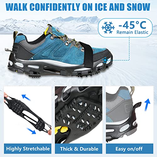 Ice Cleats For Shoes And Boots Walk Traction Cleat Crampons For Men Women Kids Anti Slip 24 Steel Ice Snow Grippers For Walking On Snow And Ice With Adjustable Straps #TOP2