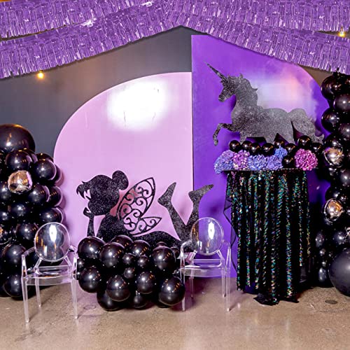 Image of 6 Pack 10 Feet Foil Fringe Garland Metallic Tinsel Streamers Banner Wall Hanging Backdrop Banner for Parade Floats, Thanksgiving, Christmas, Birthday, Halloween Party Decorations(Light Purple)
