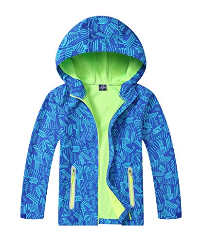 Hiheart Boys Girls Hooded Composite Mesh Jacket Windproof Softshell Windbreaker