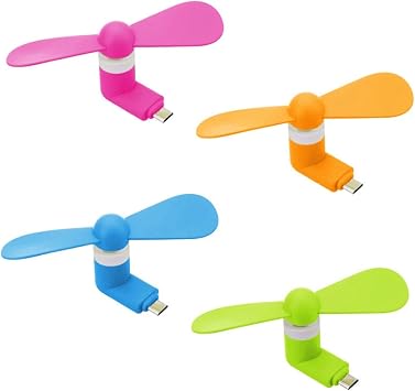 Mini Cell Phone Fan for Android Cellphones - 4 Pack Personal Portable Phone Fan for Type C USB C Port Smartphones, Small Travel Pocket Fans Plug in Mobile Phones Fast Cooling for Summer Outdoor