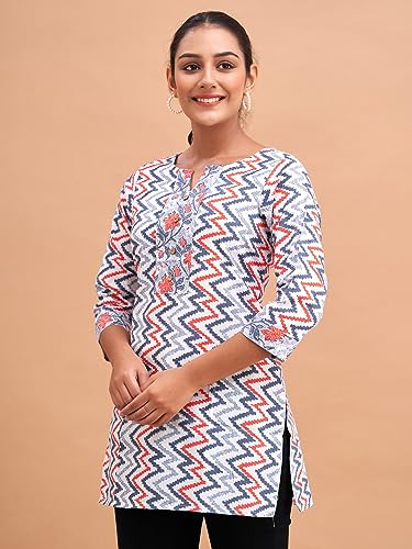 Image of feranoid Women Cotton Printed Short Kurti | Short Kurti for Women | Printed Cotton Kurti