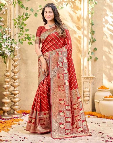Image of SIRIL Women's Banarasi Silk Saree Pure Silk Saree With Unstitched Blouse Piece