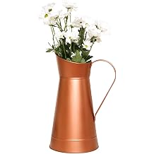 Large Galvanised Metal Flower Jug Vase Brushed Copper Finish Pitcher Jug | Pitcher Jug, Flower Jug, Vase, Metal Vase, Copper Vase, 7th Wedding Anniversary, Table Centrepiece