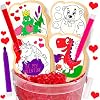 Valentines Day Cookie Gift Decorating Kit Activity Heart For Kids | 4 Jumbo Coloring Cookies + 3 Edible Ink Markers | Coloring Arts and Crafts
