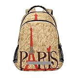 Mnsruu Grand sac à dos pour ordinateur portable Motif Tour Eiffel Jaune
