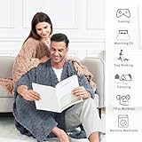 Mowkim Wearable Blanket Sherpa Fleece Shawl Blanket with Pockets for Adults Women and Men, Cozy Shawl TV Throw Blanket (Grey, 58'' x 64'')