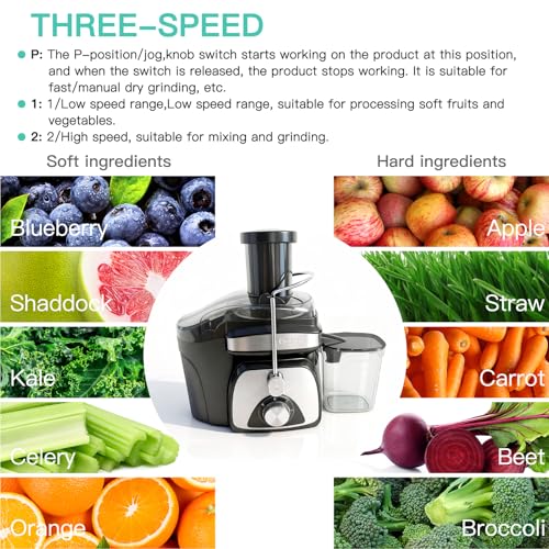 Image of AZEUS Centrifugal Juicer Machines, Juice Extractor with Germany-Made 163 Chopping Blades (Titanium Reinforced) & 2-Layer Centrifugal Bowl, High Juice Yield, Easy to Clean, Anti-Drip,100% BPA-Free