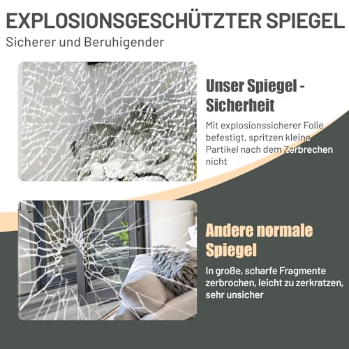 AUFHELLEN Standspiegel Ganzkörperspiegel 193x86cm, Spiegel mit Schwarz Metallrahmen HD Groß Bodenspiegel Wandspiegel mit Haken für Wohn-, Schlaf- und Ankleidezimmer Spiegel