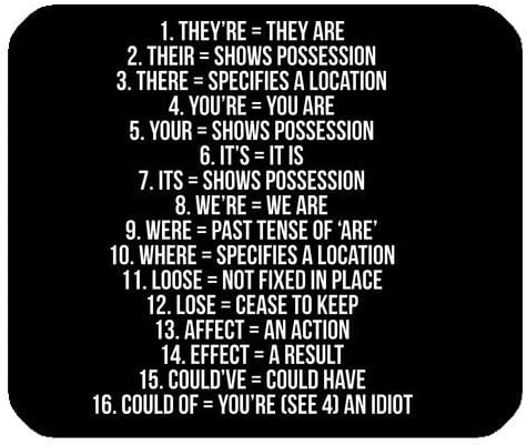 Funny Quotes Mouse Pad, Clean Grammar Expletive Rectangle Non-Slip Rubber Mousepad Gaming Mouse Pad Mat by Funny Mouse Pads