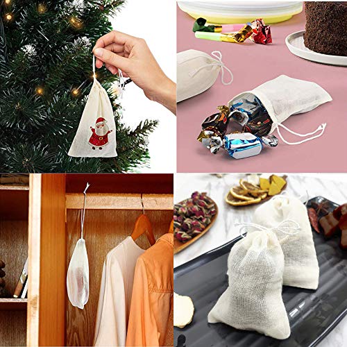 Iceyli 30 Pcs 4 X 6 Inches Natural Unbleached Cotton Drawstring Bags Spice/Herbs/Tea/Soup Bags,Muslin Bags Sachet Bag For Home Supplies thumb #5