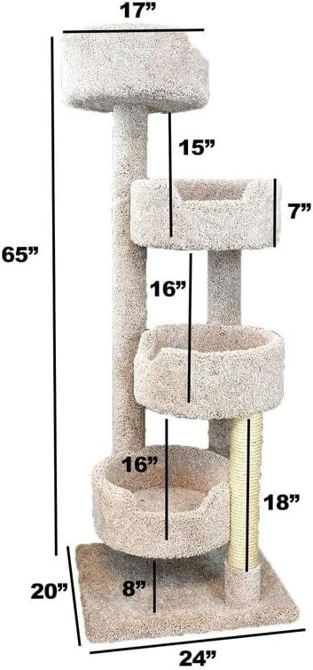 HomeStock Cat Tower Large Multi-LevelCarpeted Cat Tree with Scratching PostsCat Furniture for Indoor Cats Beige