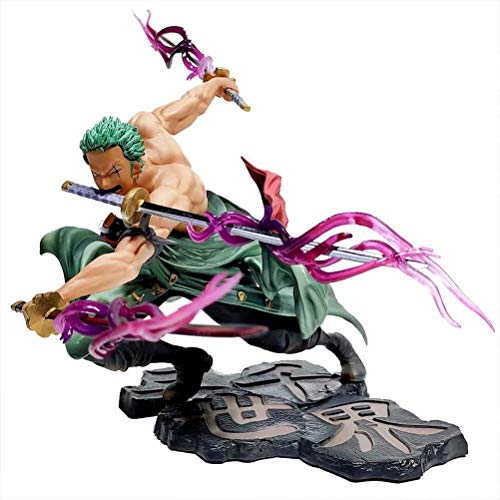 Vcedas One Piece Figur Roronoa Zoro Anime Figur DREI-Messer-Kampffähigkeit Anime Statue Animationen Charakter Modell Realistische Charakter Modell Ornamente Kollektion Modell Spielzeug - 15cm