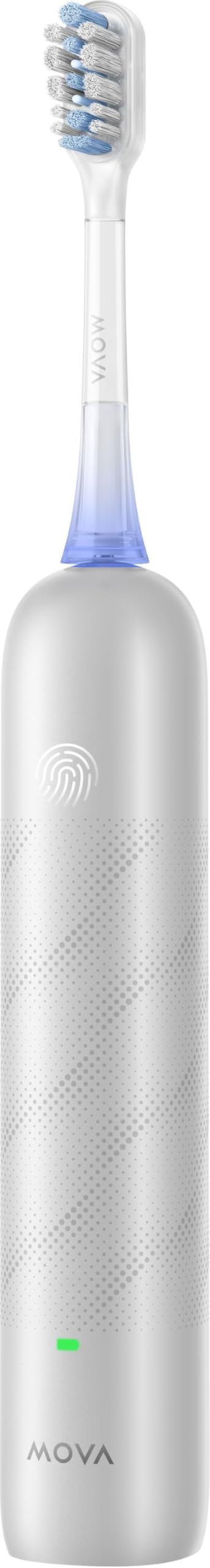 Mova Fresh Pro 3DClean Spazzolino elettrico con App, Ricaricabile per adulti, 2 testine e custodia da viaggio, testina di ricambio 3in1 con supporto, 30 giorni di durata della batteria, Argento
