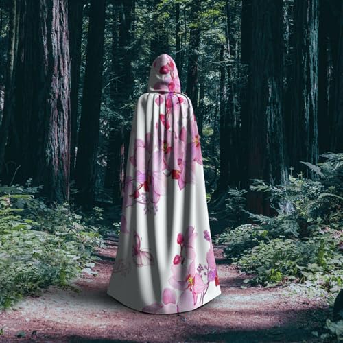 Cape à capuche imprimé fleurs roses et papillon pour déguisement d'Halloween