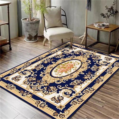 Tapis de salon 200x250cm bleu lavable pour une décoration moderne - 2