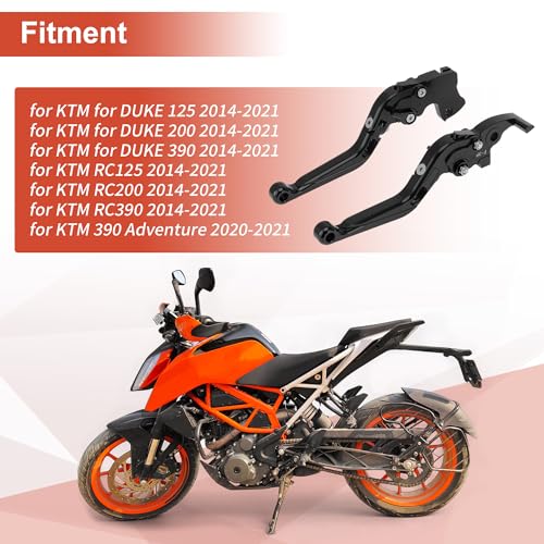 Partuto Motorcycle Short Brake Clutch Levers for KTM RC125 RC200 RC390 Motorbike Handlebar Brake Lever for KTM for DUKE 125 for DUKE 200 for DUKE 390 Adjustable Aluminum Alloy Black by Partuto - Used condition - Image 4