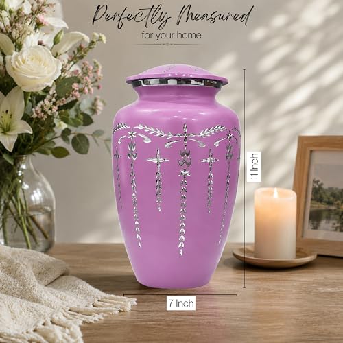 Image of Urns Human Ashes Adult Male /Female,Creamation Urn for Human Ashes Adult Man /Women,200+ Cubic inch Capacity,Decorative Burial Urn, Funeral Cremation Urns 11x6.5 - Purple