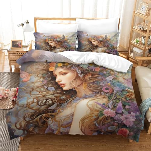 Funda de Edredón Mariposa 3D Microfibra de 3 Piezas para Cama Doble 3