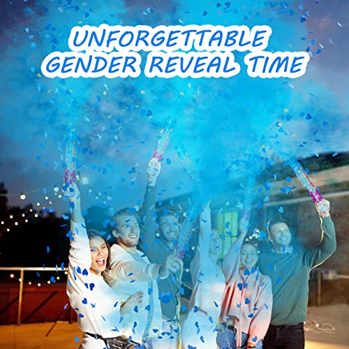Gender Reveal Powder Confetti Cannon And Confetti Balloon-100% Safe Biodegradable Boy Or Girl Confetti Smoke Cannons- Baby Shower Poppers Party Ideas And Supplies (2 Pink, 2 Blue And 36'' Balloon) #TOP6