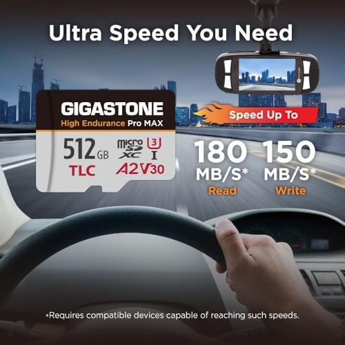 [Recuperación de Datos Gratuita de 5 años] Tarjeta Micro SD GIGASTONE de 512GB, Velocidad de la Serie Pro MAX de Alta Resistencia de hasta 180 MB/s, Compatible con REDTIGER Rove VIOFO Vantrue Pruveo - imagen 3
