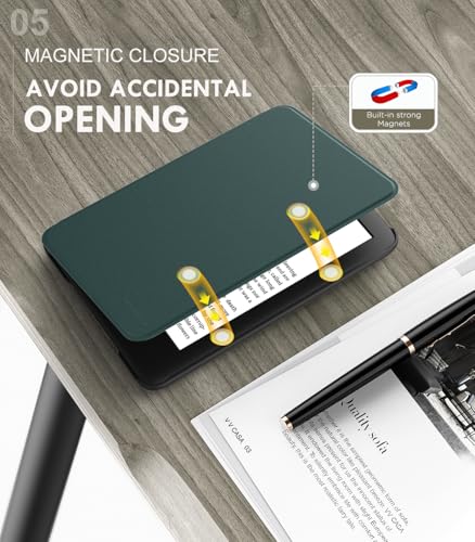 MoKo Case Fits 6" All-New Kindle (11th Generation-2024/2022 Release), Lightweight Shell Cover with Auto Wake/Sleep for Kindle 2024/2022 11th Gen e-Reader, Midnight Green - Image 4