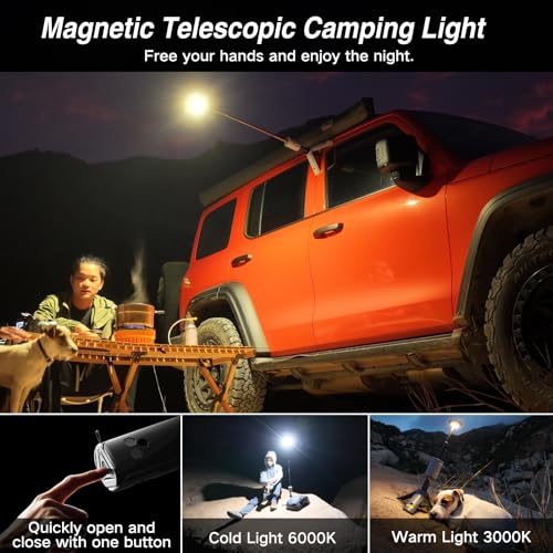 Outask Camping Light Telescopic, Collapsible Magnetic Camping Lantern with 12000mAh Battery, Telescoping IPX6/IPX7 Waterproof Flashlights, Camping Lamp for Emergency, Camping, Hiking (Military Green) - Image 6