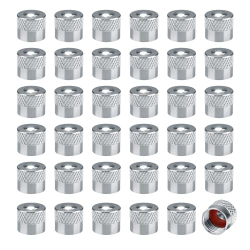 SPRHR 36 Piezas Tapones Valvula Coche de Cobre, Tapa de Válvula con Junta Anular de Goma, Adecuado para Coches, Bicicletas, Camiones, Motocicletas y Automóviles