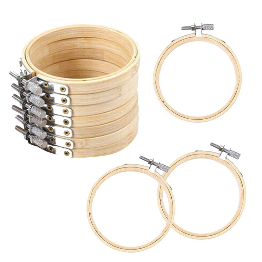 Venus valink 12 Pcs 4" Embroidery Hoops Set, Wooden Cross Stitch Hoop Ring Adjustable Bamboo Circle, Round mbroidery Frames, Embroidery Supplies for DIY Art Craft Handy Sewing - 10cm