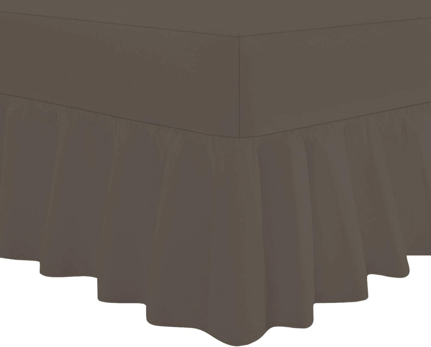 Linen Zone Extra Deep Fitted Frilled Valance Bed Sheet Easy Care 18 Colours, Double Grey