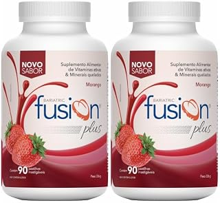 KIT 2 POTES (TOTAL DE 180 PASTILHAS) - SUPLEMENTO BARIATRIC FUSION PLUS - NOVO SABOR - NOVA FORMULA (MORANGO)