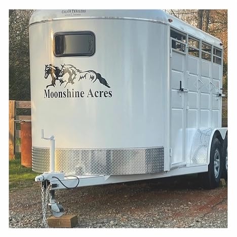 Miniatura 2 de Horse Trailer Decal Sticker Custom Name and Running Horses Vinyl Decal Graphic 16x36