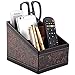 PU Leather TV Remote Control Holder with 3 Compartments,Nightstand Caddy Organizer,Storage Rack,Storage Box,Media Accessory Storage,Desk Organizers (Brown (Retro))