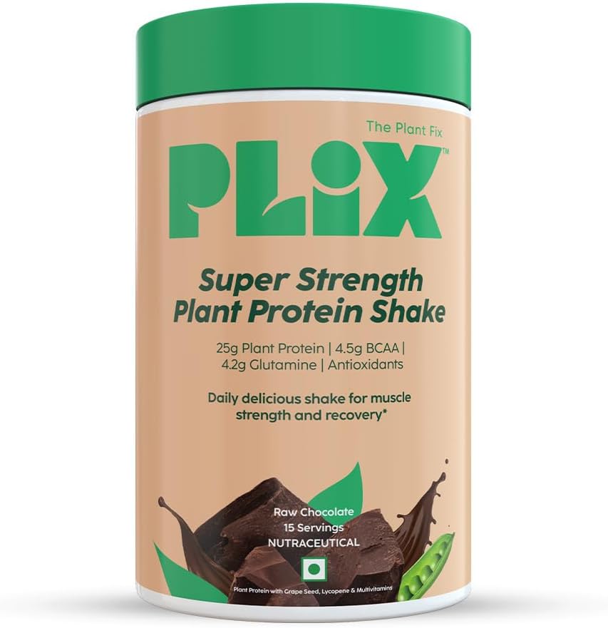 The Plant Fix Plix Strength Plant Protein Powder - 500 Gm (Chocolate) Pea Protein Isolate and Brown Rice Blend, 25 g Plant Protein, No Added Sugar, Gluten free