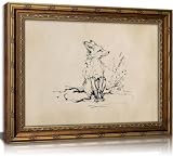 Vintage Gold Framed Fox Sketch