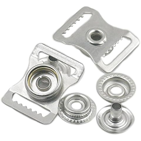 Fujiyuan 5 Sets Adjustable Cap Buckle Webbing Non-Slip Tooth Snap Fastener Leather Buttons Craft Nickel Cover