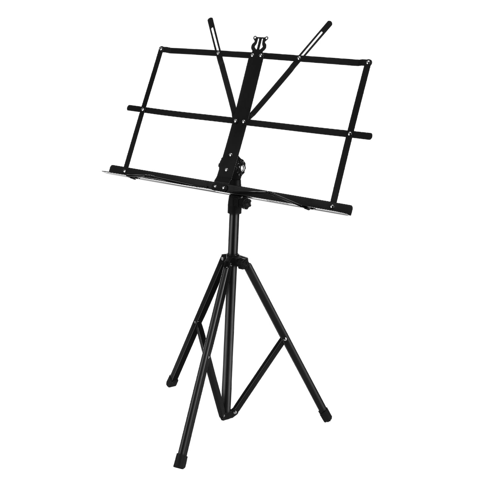 UPKOCH Klappbarer Faltbar Notenständer Höhenverstellbar Eisen aus 650-1350mm Tragbar in Schwarz für Musikunterricht