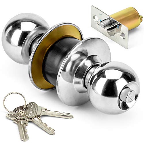 Steadmax Door Knob Lock Set, Ball Privacy Twist Latch Knobs Handle For Bed/Bath In Chrome #TOP9