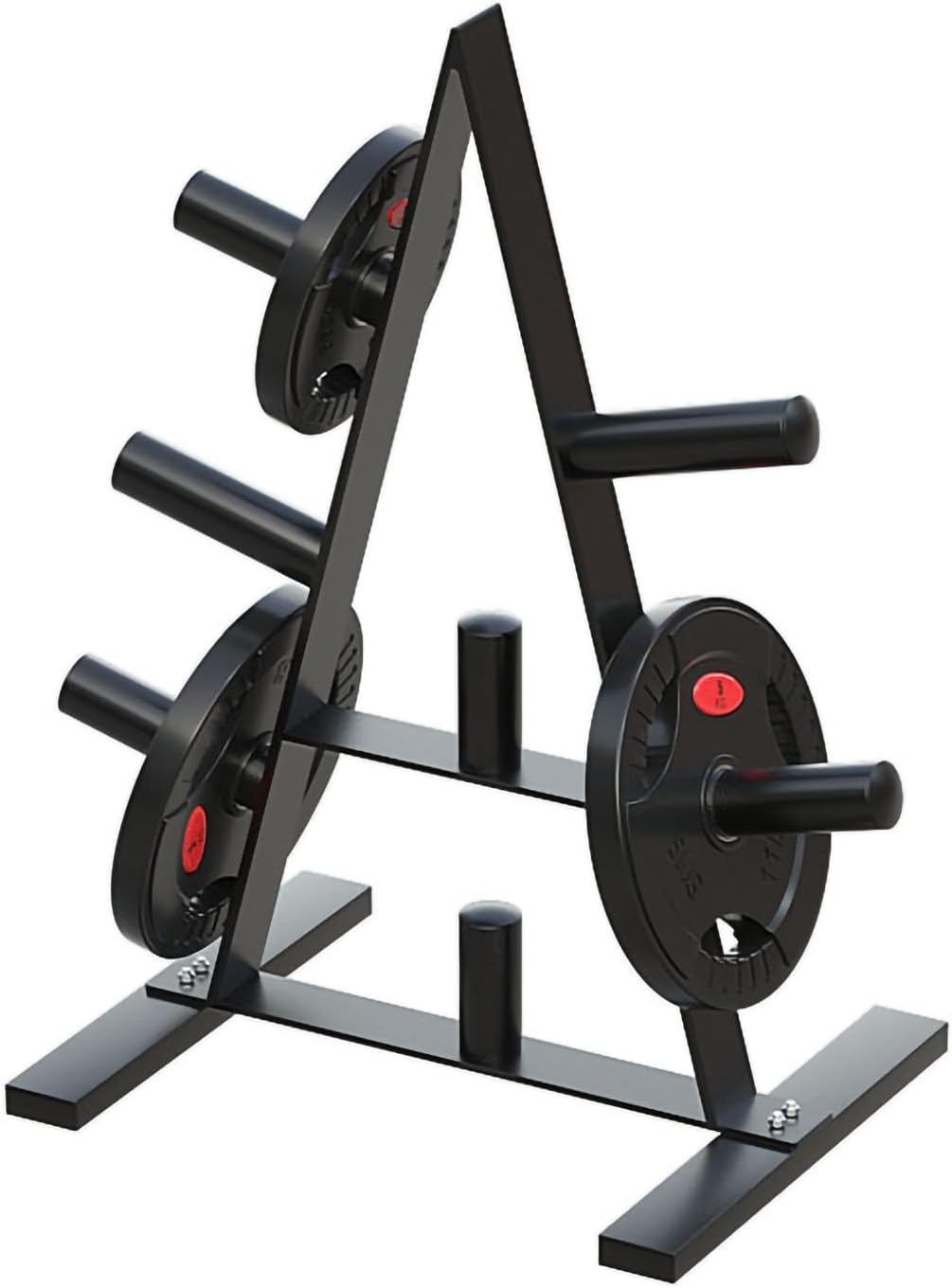 2 Tier Black Weight Tree for Plates, Heavy Duty Commercial Weight Rack Holder for Home Gym, Organizer for 5cm/2" Barbell Plates,