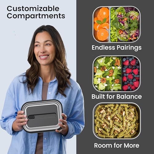 Image of Bentgo MicroSteel Leak-Proof Bento Lunch Box, Microwave & Oven-Safe