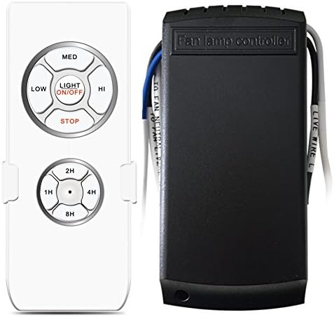 Universal Ceiling Fan Lamp Remote Controller Kit & Timing Wireless Remote Control for Hunter/Harbor Breeze/Westinghouse/Other Ceiling Fan - Fixed Code One Year Warranty -HIYILL