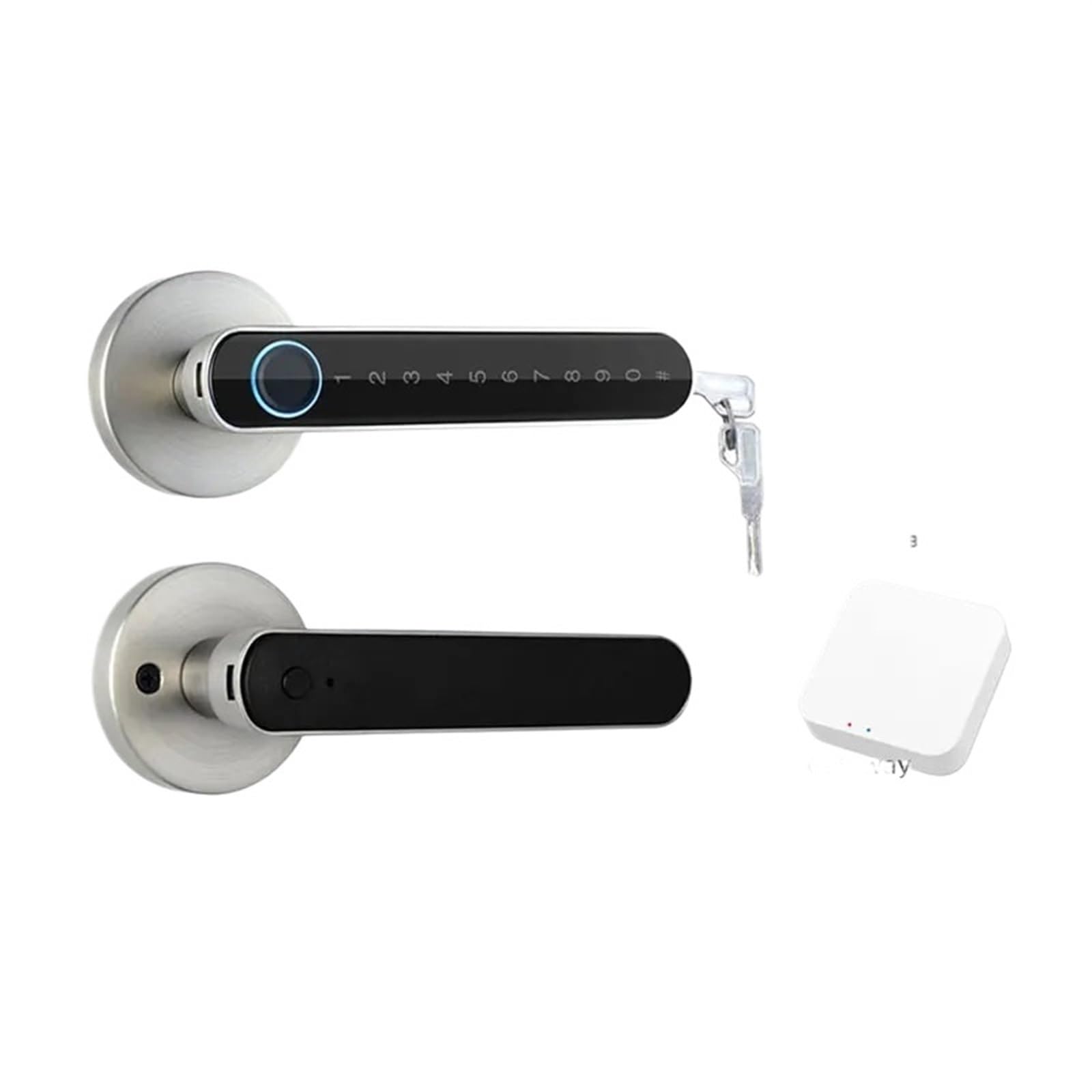Serratura Smart, Password biometrica for impronte digitali Smart Lock Serratura digitale elettrica Maniglia for porta di sicurezza senza chiave in lega di zinco for la casa(Silver)