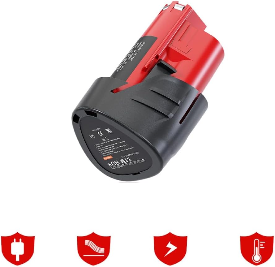 Battery Replacement for Milwaukee M12 / 12V / 3.0Ah,Compatible with Milwaukee 3Ah 48-11-2401 Li-Ion Battery 48-11-2420 48-11-2411 48-11-2440 48-11-2402 Tools（3000mAh） 1 Pack