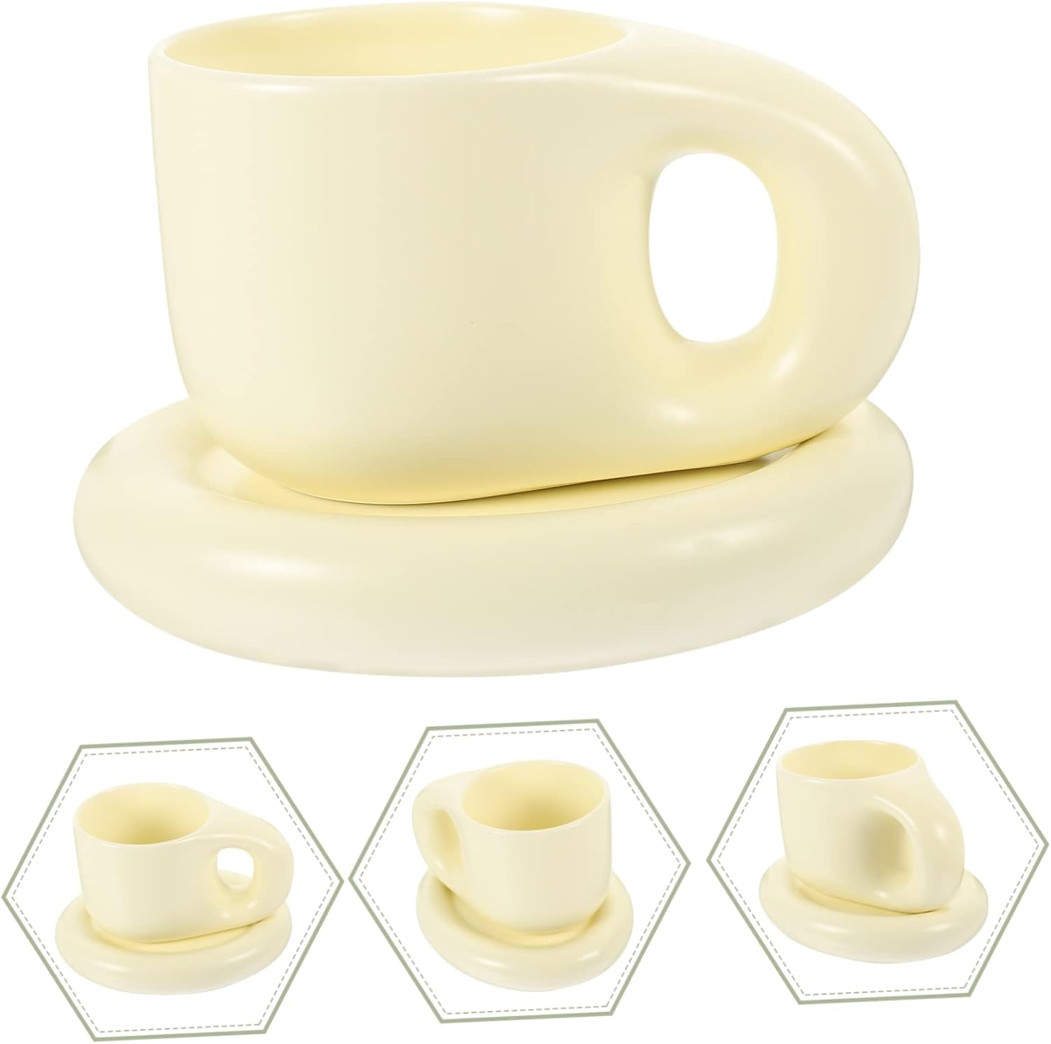 Cabilock Nordic Style Chubby Mug Ceramic Tea Cup Big Belly Mug for Coffee Smart Cup Lid for Tea Milk