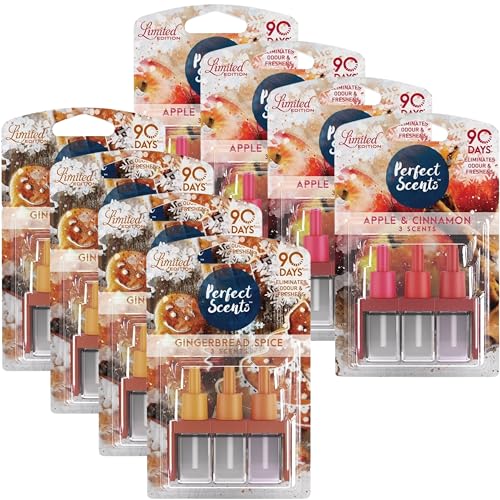 8x Perfect Scents plug in air freshener Refills (4x Apple Cinnamon & 4x Gingerbread) - 3volution Compatible Refill Air Freshener (1Pack=3x20ml) air freshener refill (Apple & Cinnamon & Gingerbread)