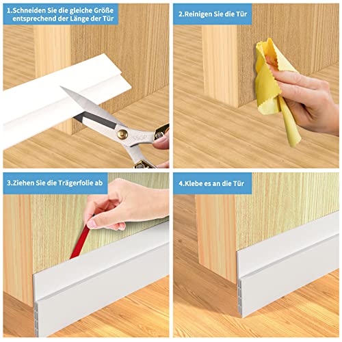 2 Stücke Türdichtung Zugluftstopper Für Türen, Tür Zugluftstopper & Türdichtung Selbstklebend, Schalldichter Türschutz Für Türen, Bürstendichtung & Door Seal, Türdichtung Unten, 4.3 x 100cm, 2M Weiß