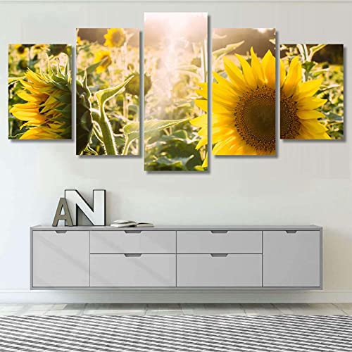 Modern Large Canvas Wall Art 5 Piece Canvas Art Wall Decor Poster 5 Pieces Sunflower And Sunshine Canvas Wall Art For Living Room Bedroom Canvas Prints Artwork Framed Ready To Hang #TOP1