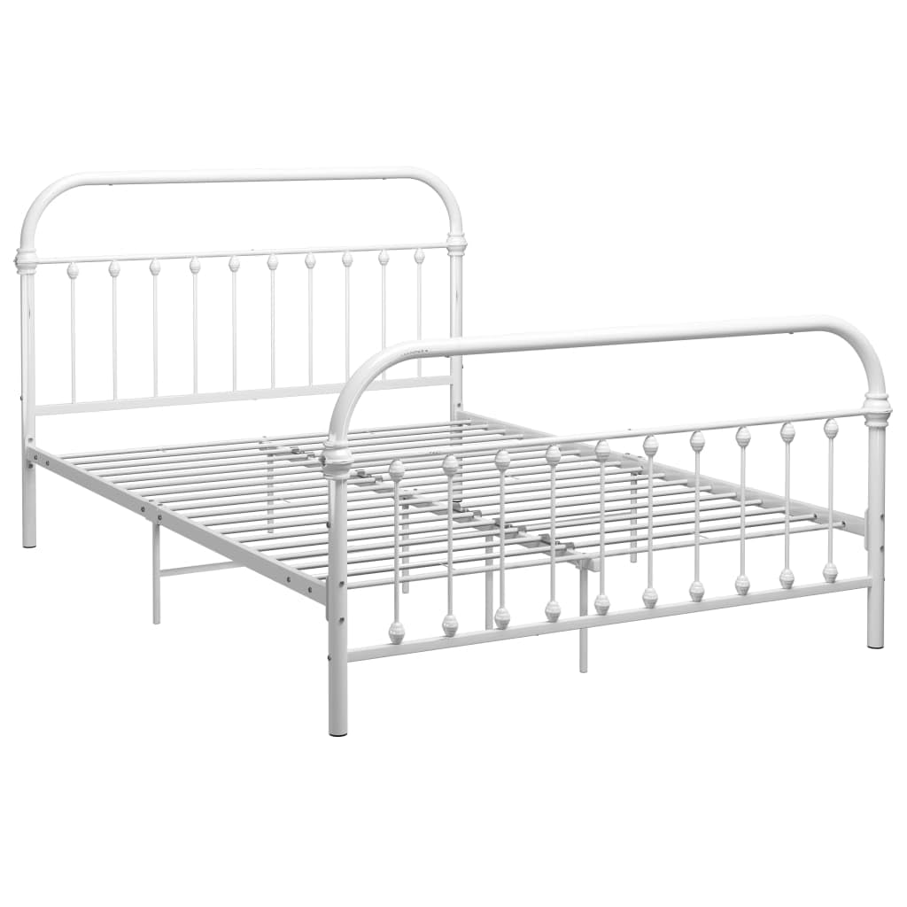 vidaXL Estructura de Cama Casa Dormitorio Robusta Duradera Mobiliario Moderna Cómodo Individual para Jóvenes de Metal Blanco 120x200 cm
